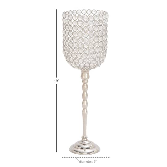 Clear Aluminum and Crystal Glam Candle Holder, 19" x 6" x 6"